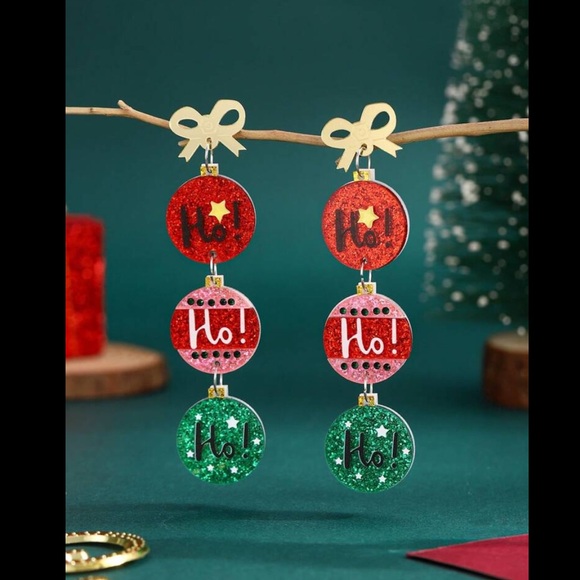 Ho Ho Ho Dangle Earrings - Picture 6 of 7